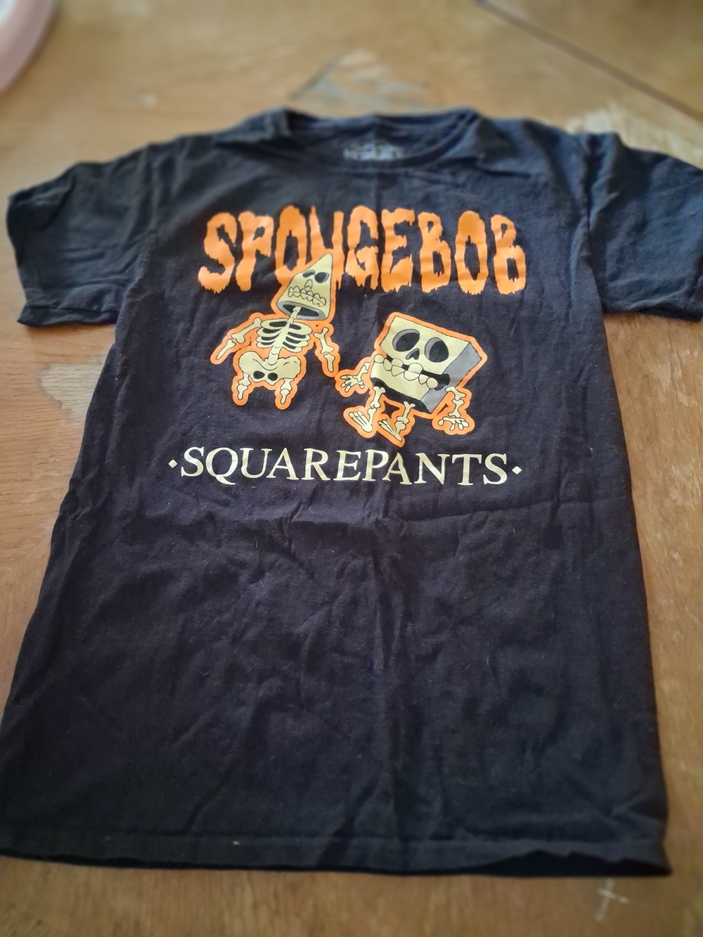 SpongeBob Squarepants Black Tee with Orange Graphic